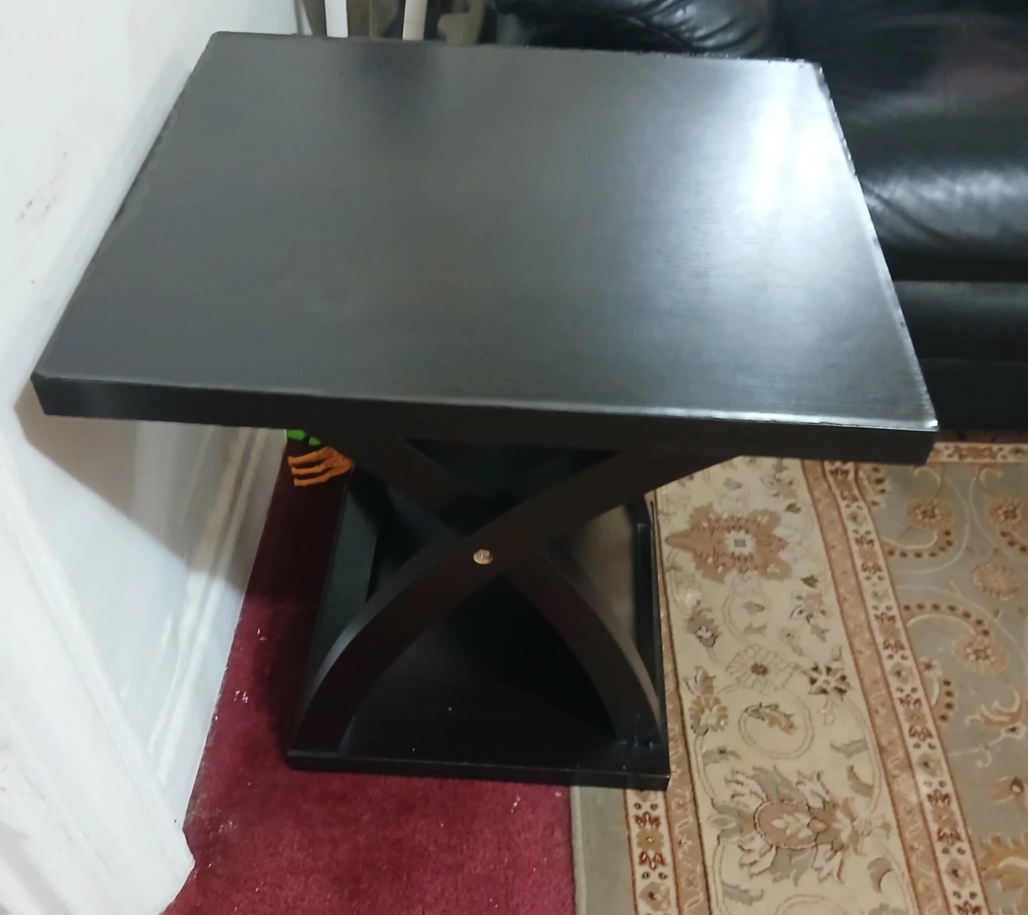 Black X-Frame Side Table