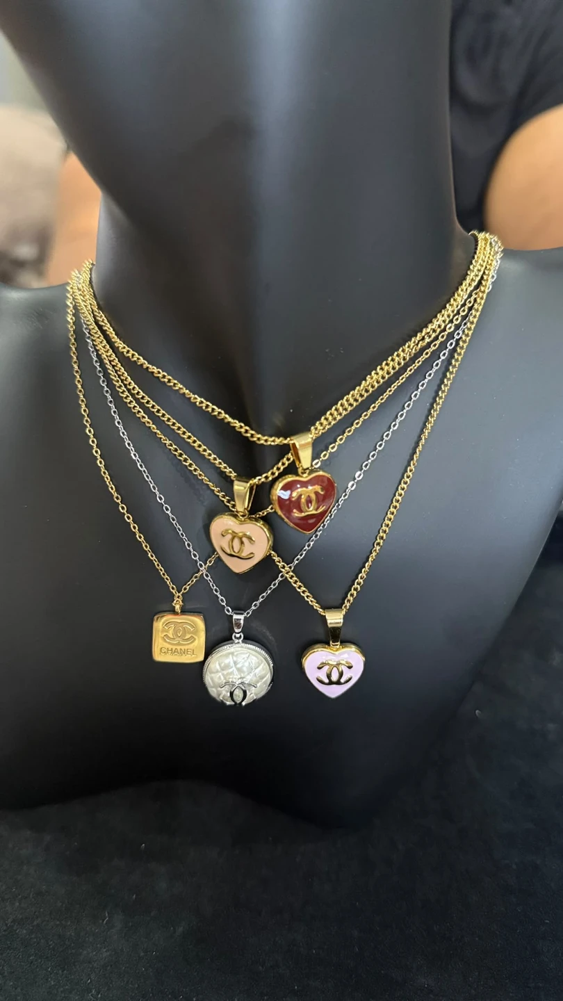 Chanel Inspired Heart and Logo Necklaces