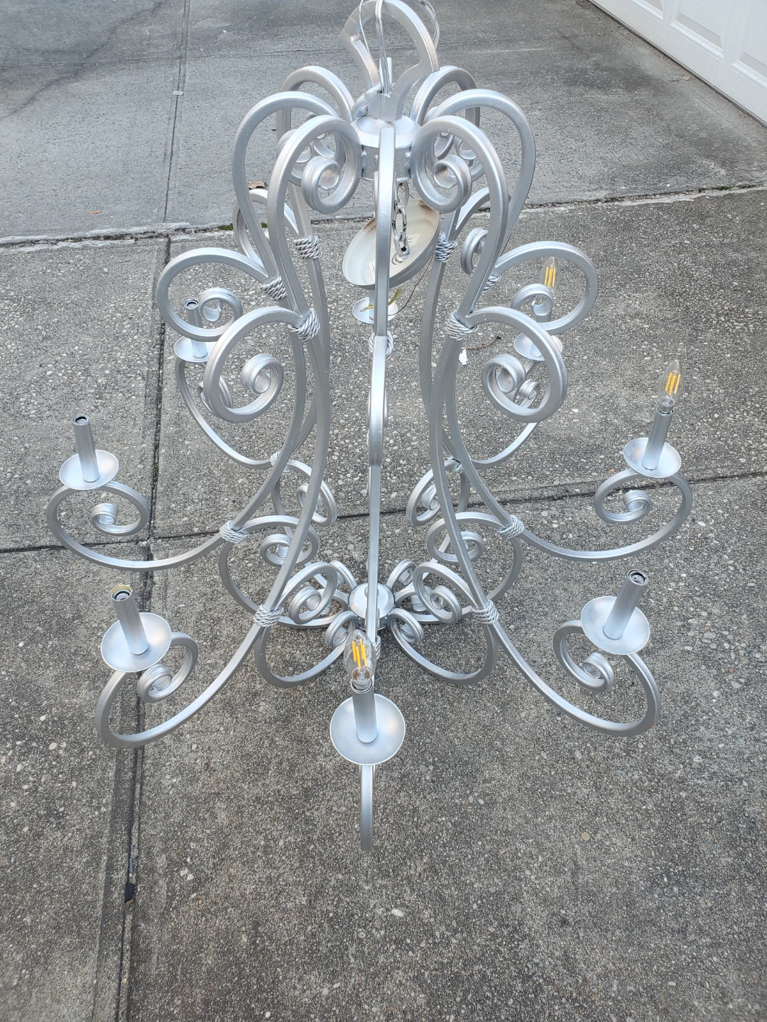 Beautiful xlarge 8 light silver iron chandelier