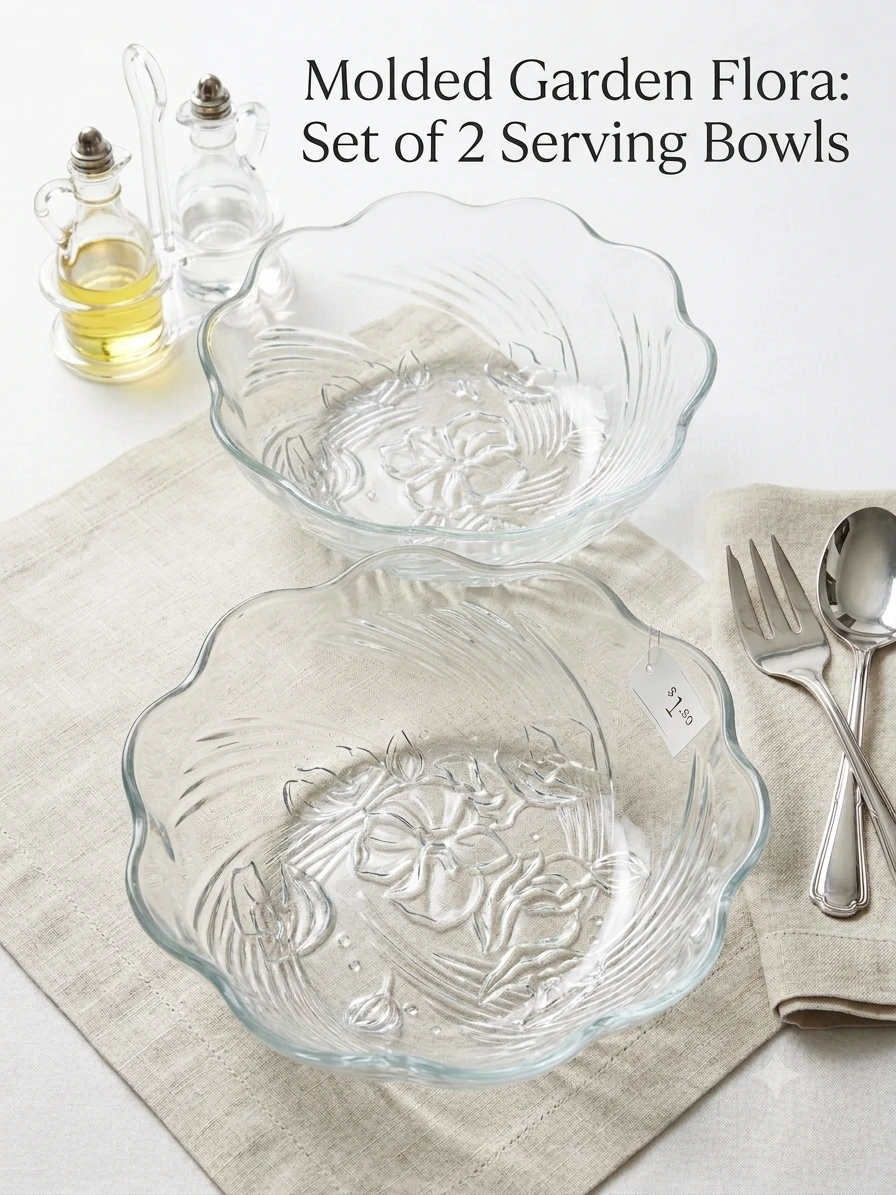Molded Garden Flora Set of 2 Serving Bowls