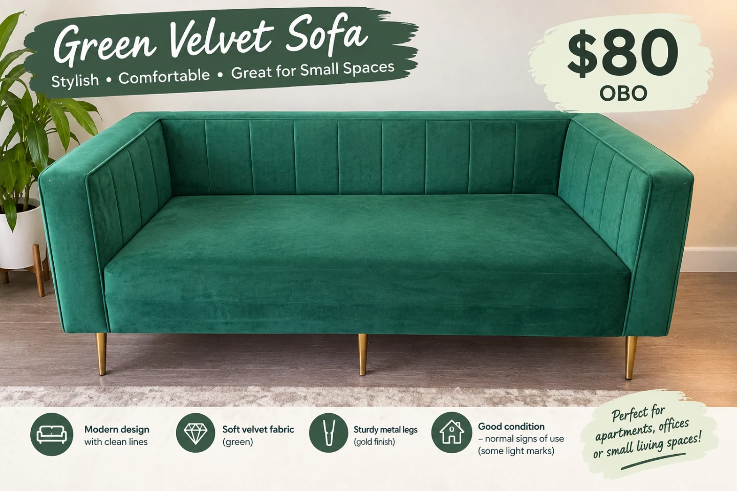 Green Velvet Sofa