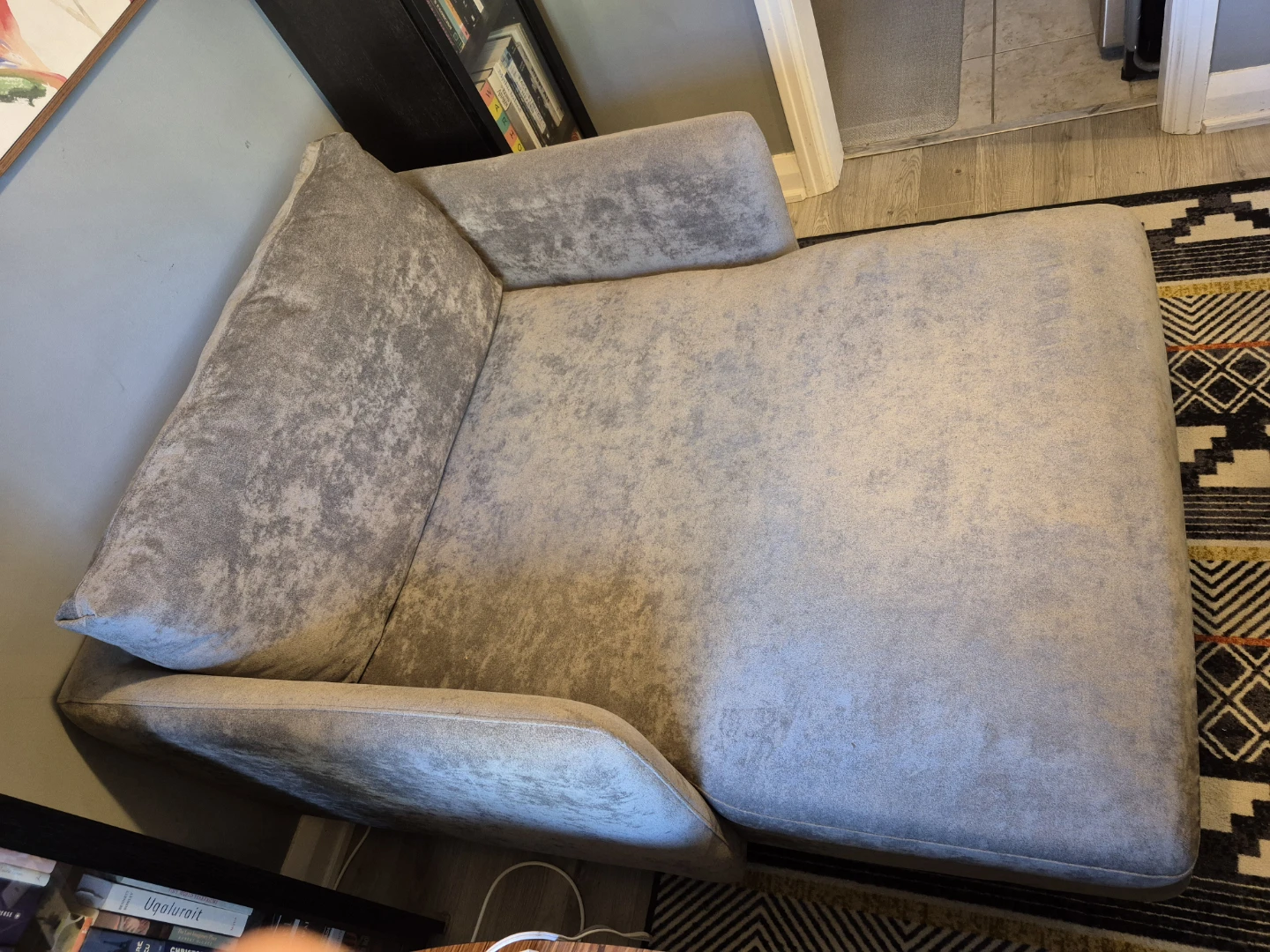 Grey Velvet Chaise Lounge Chair - photo 4