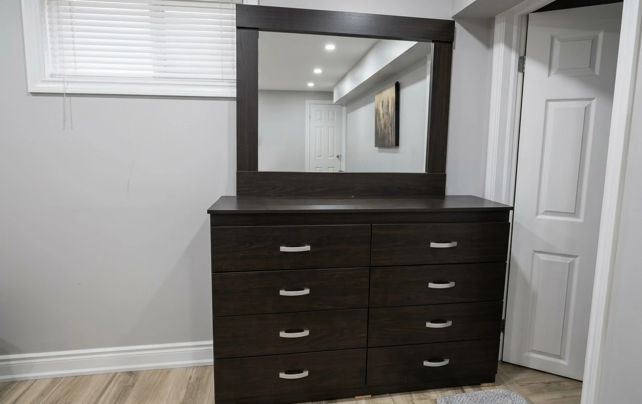 Dark Brown Dresser with Large Mirror