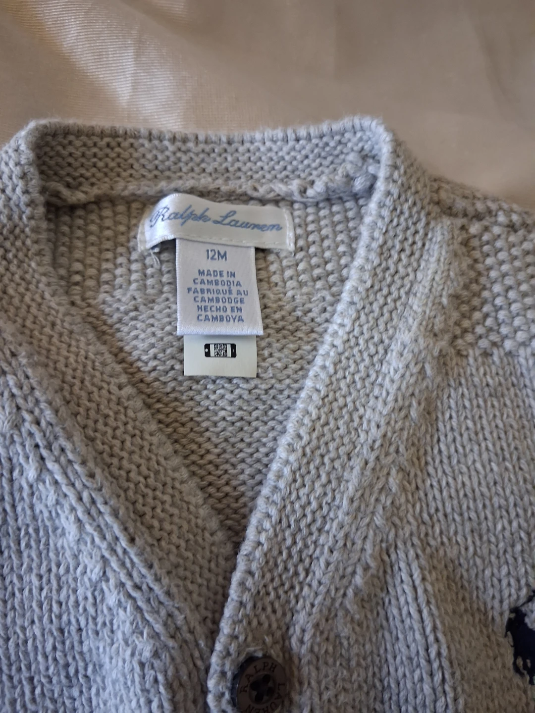 Ralph Lauren Baby Cardigan Grey 12M