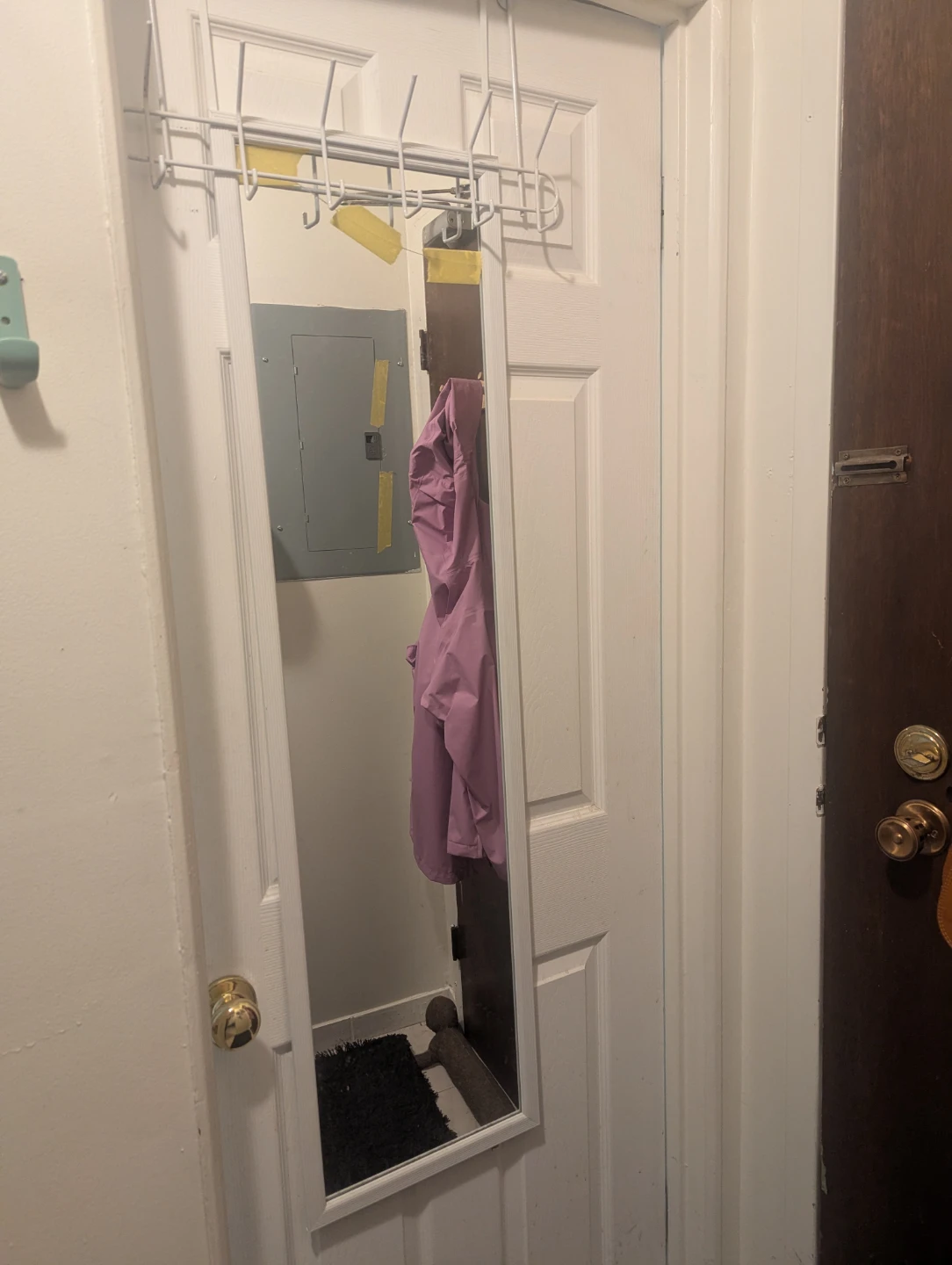 Over-the-Door Mirror with Storage Hooks