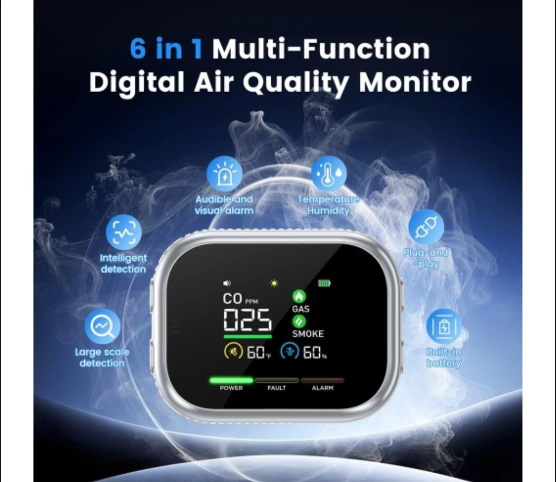 6-in-1 Digital Air Quality Monitor
