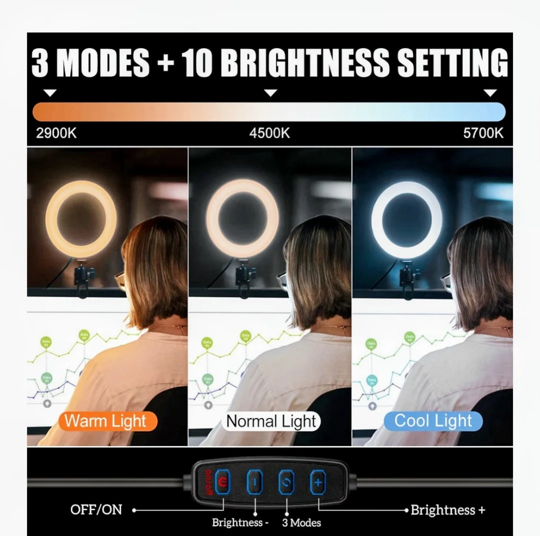 Jiozer 6 inch LED Ring Light with Tripod Stand - photo 3