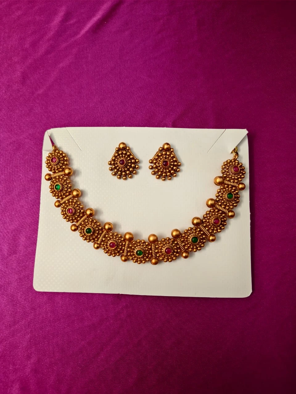 Gold Tone Traditional Necklace and Earring Set