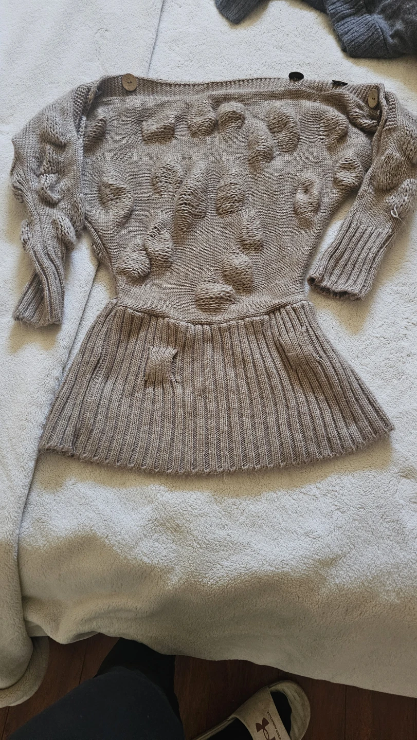 Tan Knit Sweater with Decorative Buttons - photo 2