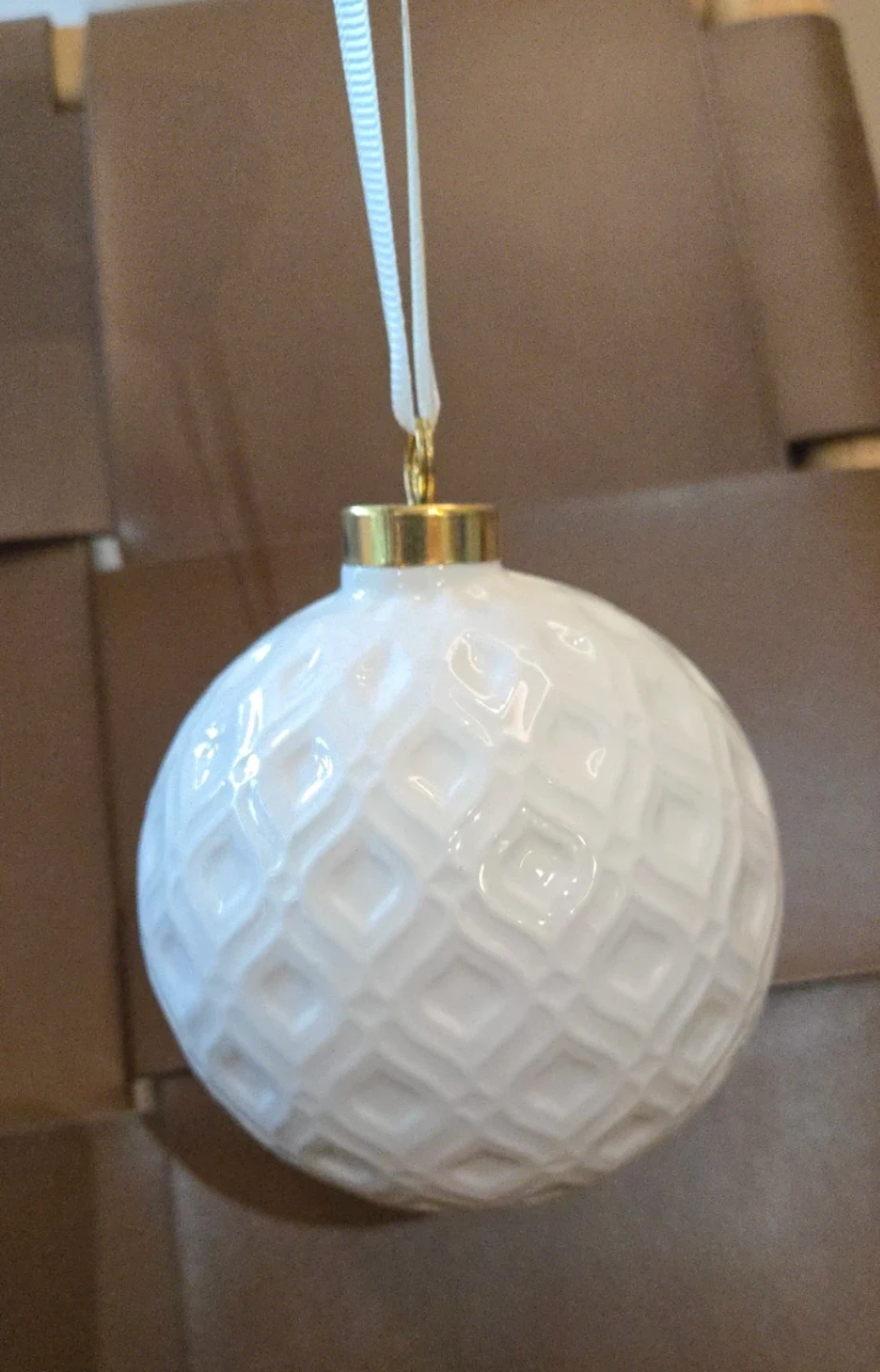 Christmas ornament, ceramic - white bauble
