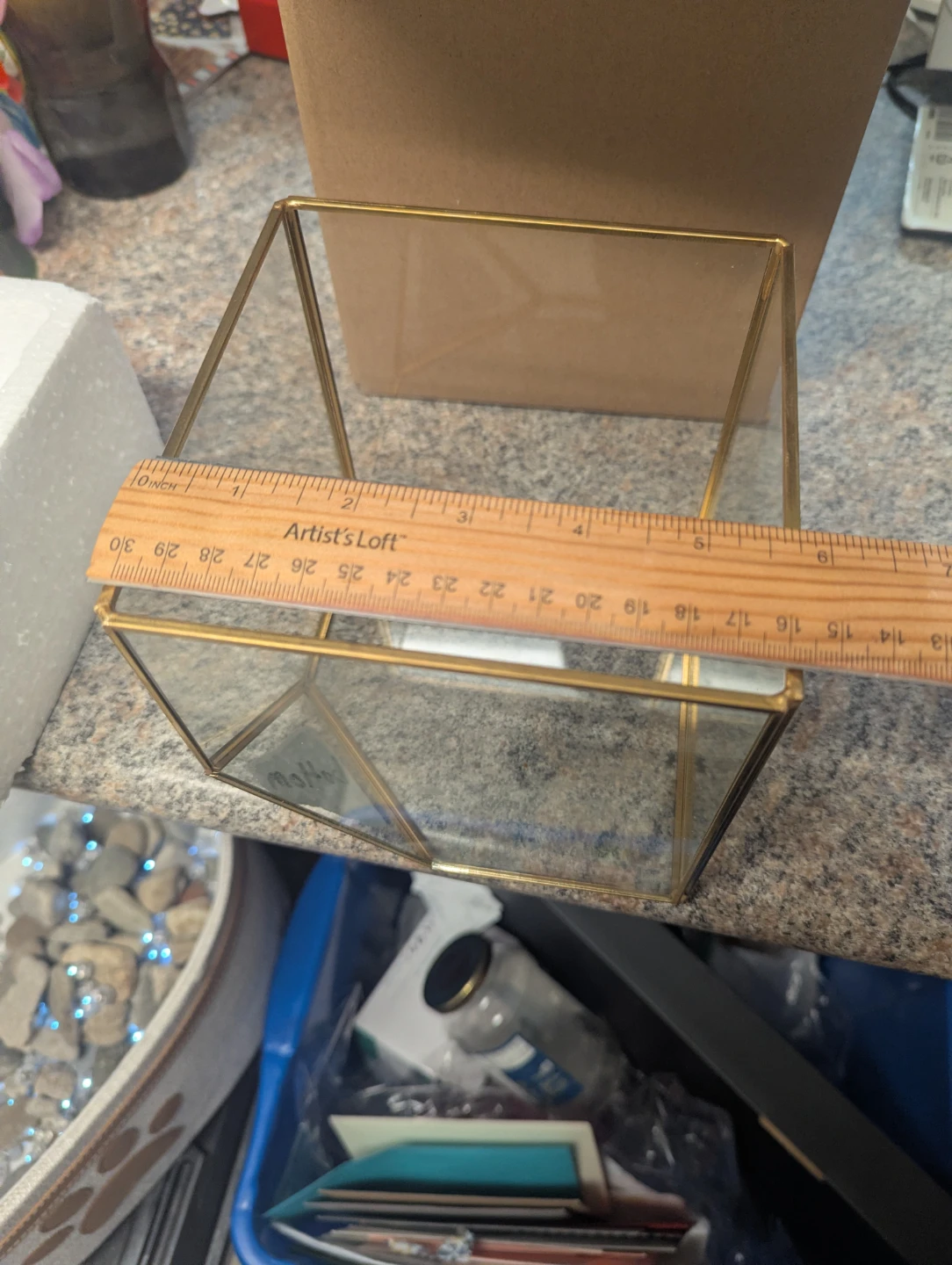 Glass and Brass Geometric Terrarium Box - photo 2