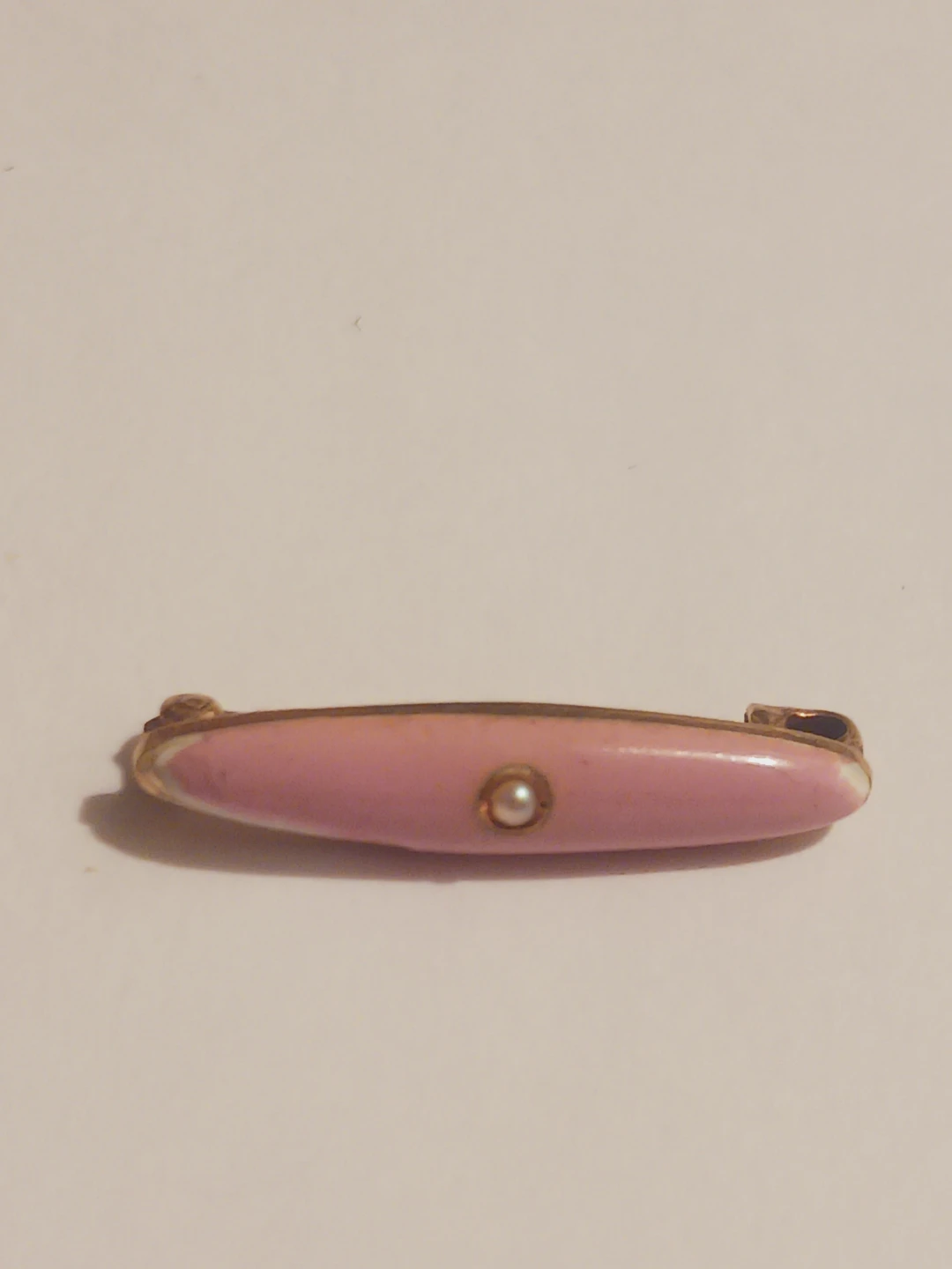 14K Gold Pink Enamelvon top small pin/ brooch - photo 2