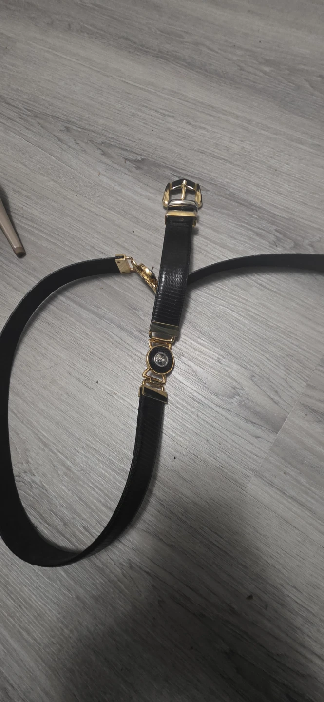 Vintage Black Leather Belt with Medusa Motif - photo 4