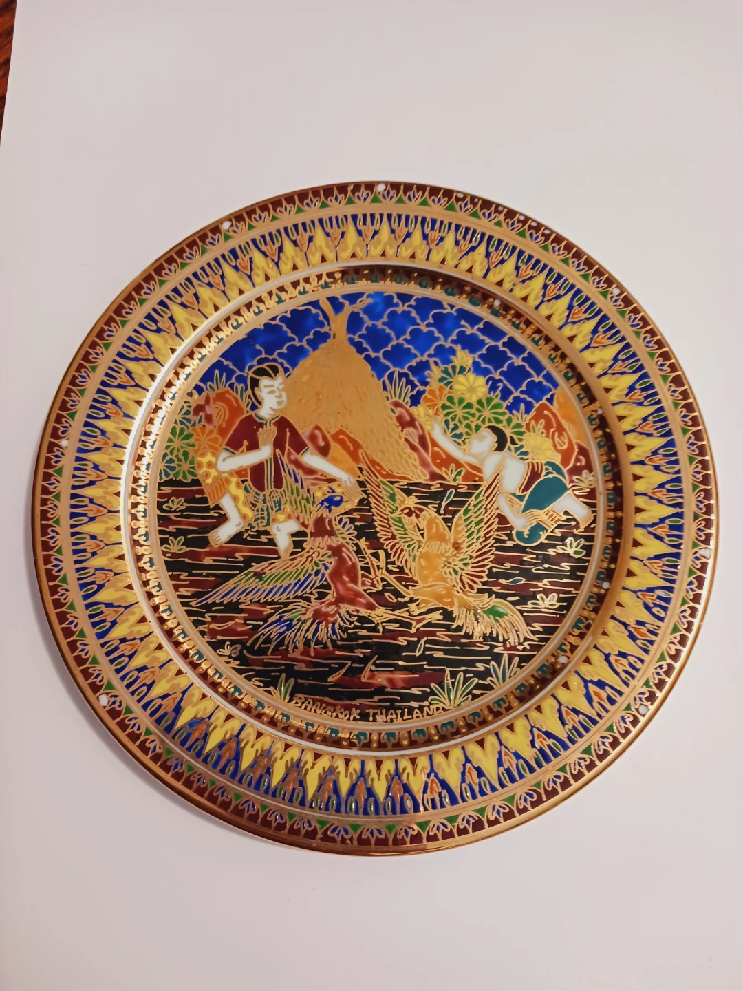 22K Gold Painted Decorative Bangkok Thailand Plate
