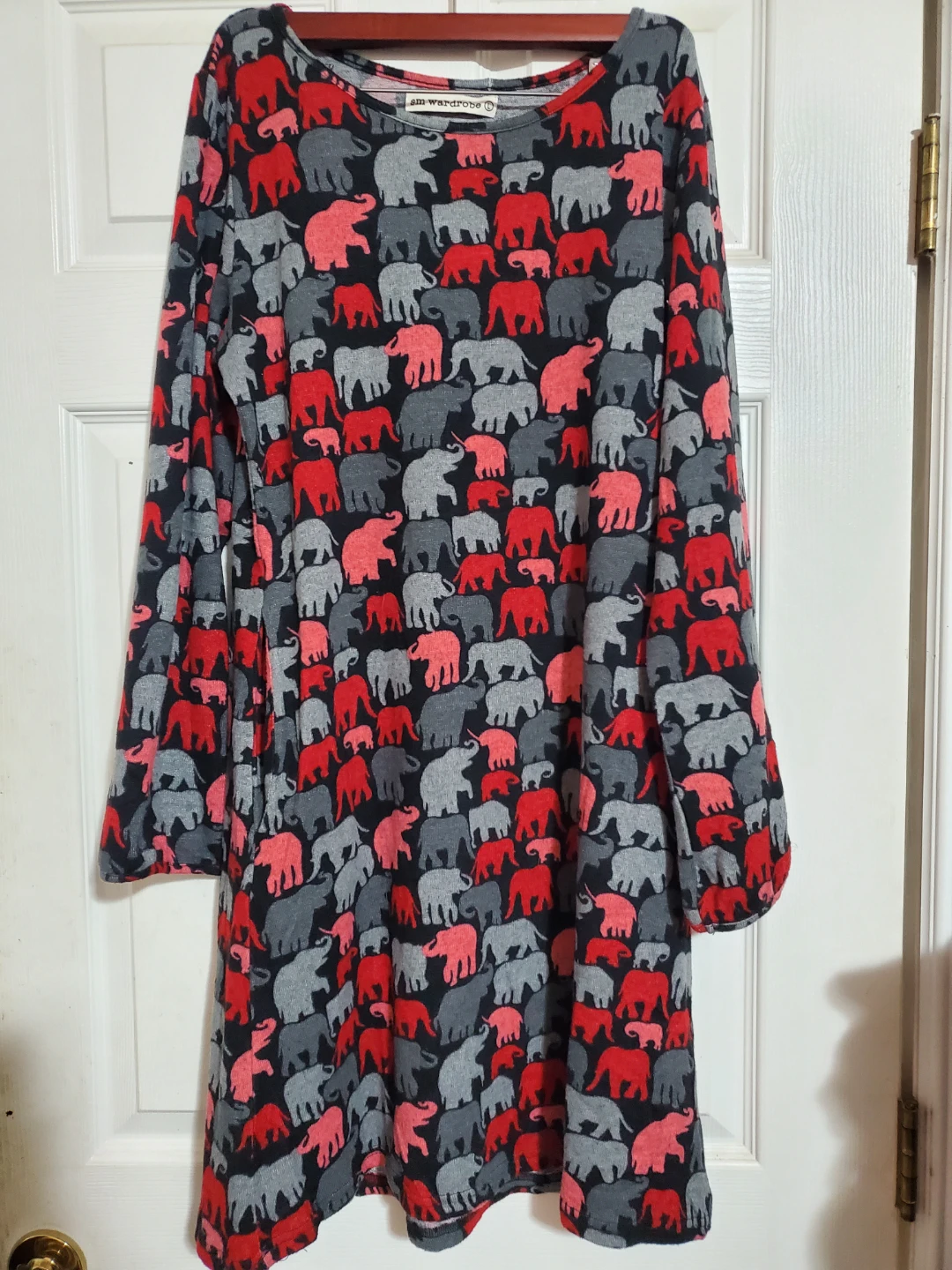 sm wardrobe long sleeve elephant print dress - photo 4