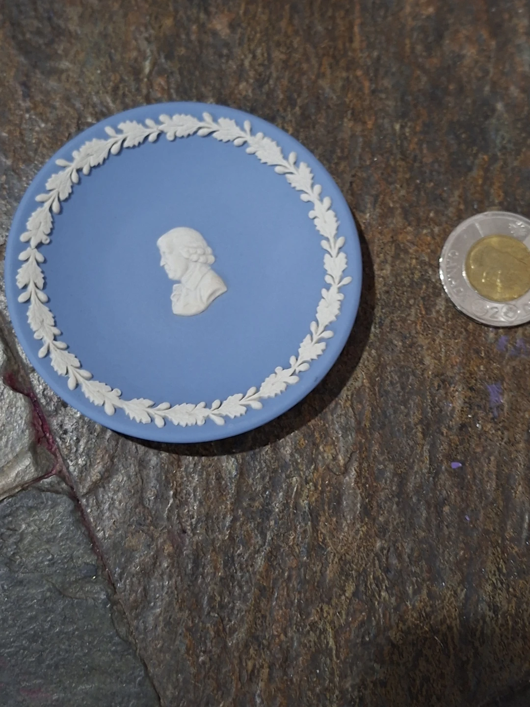 Vintage Wedgwood Blue Jasperware Mini Portrait Dish / Pin Tray - photo 4