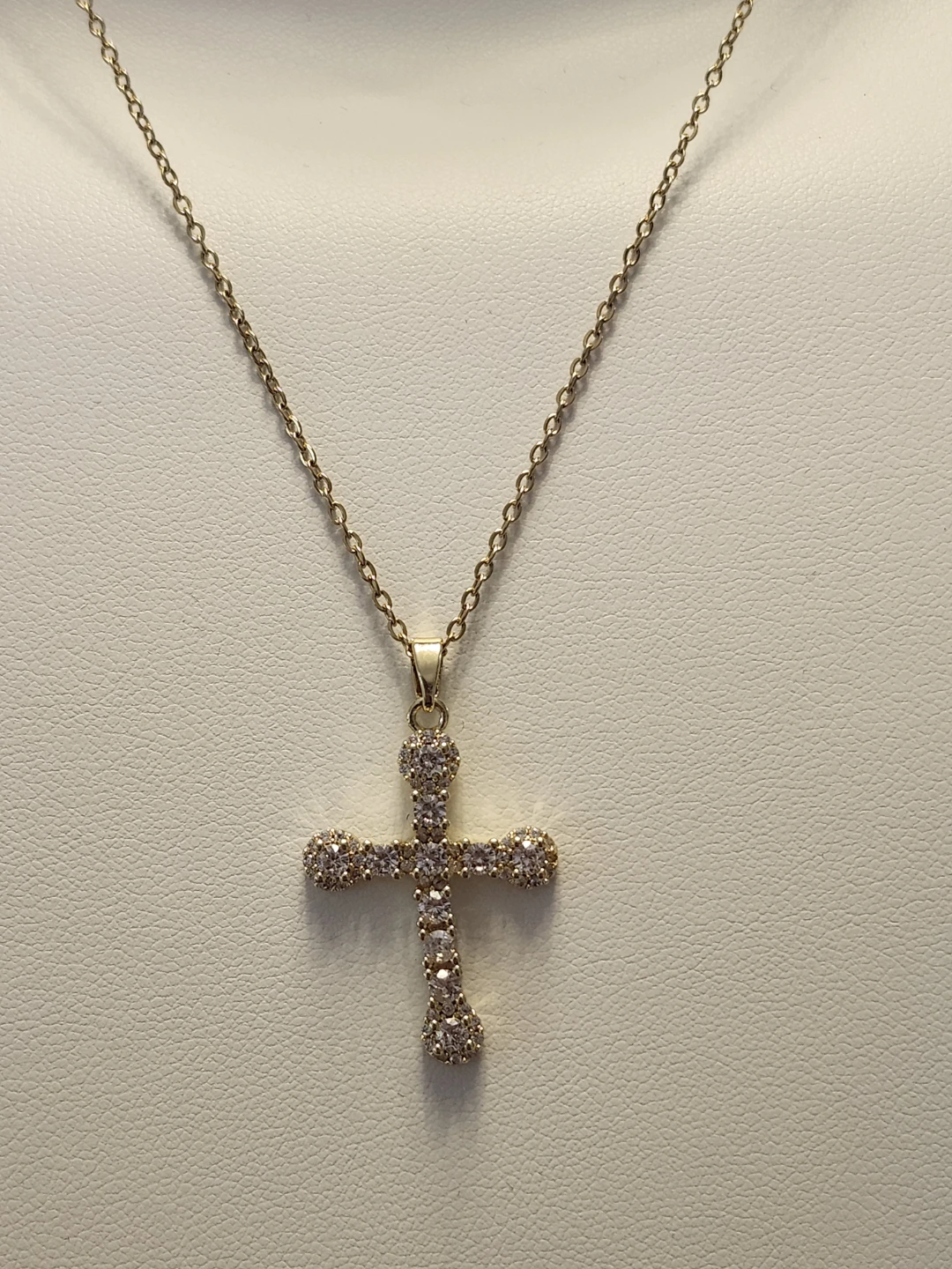 Gold Cubic Zirconia Cross Pendant Necklace - photo 4