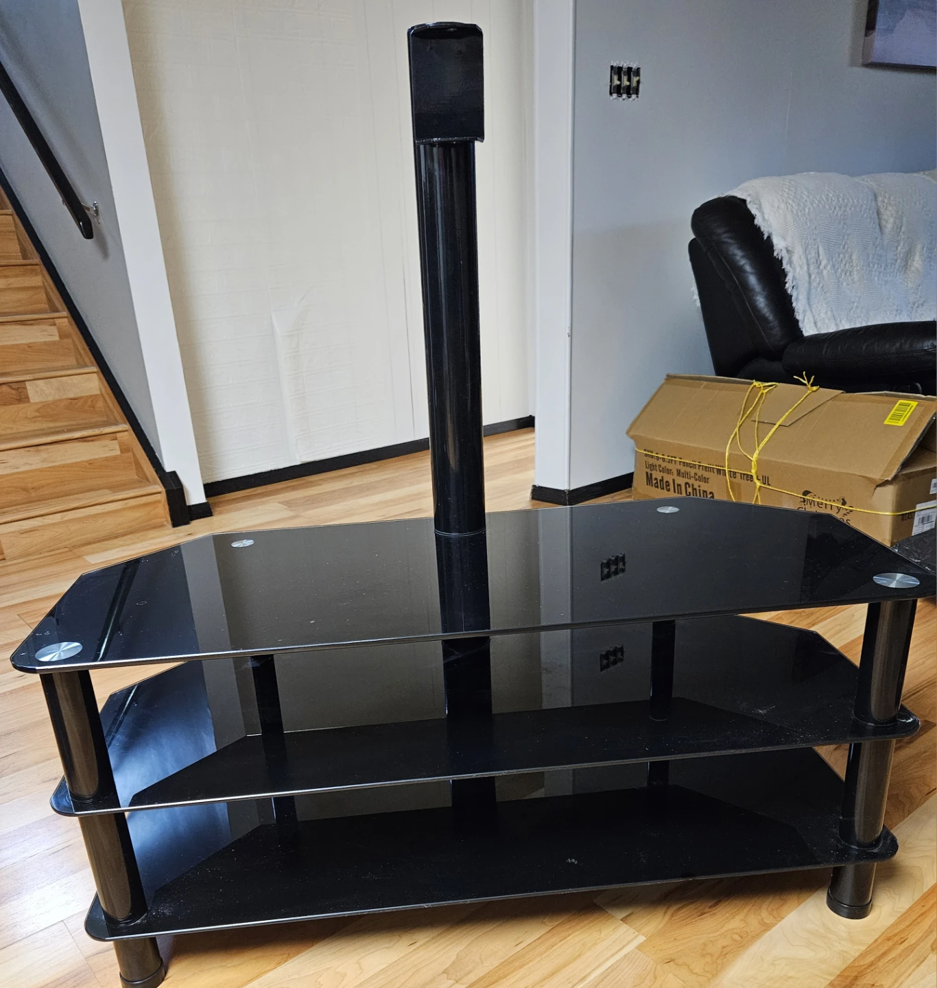 Black Glass TV Stand with Mount