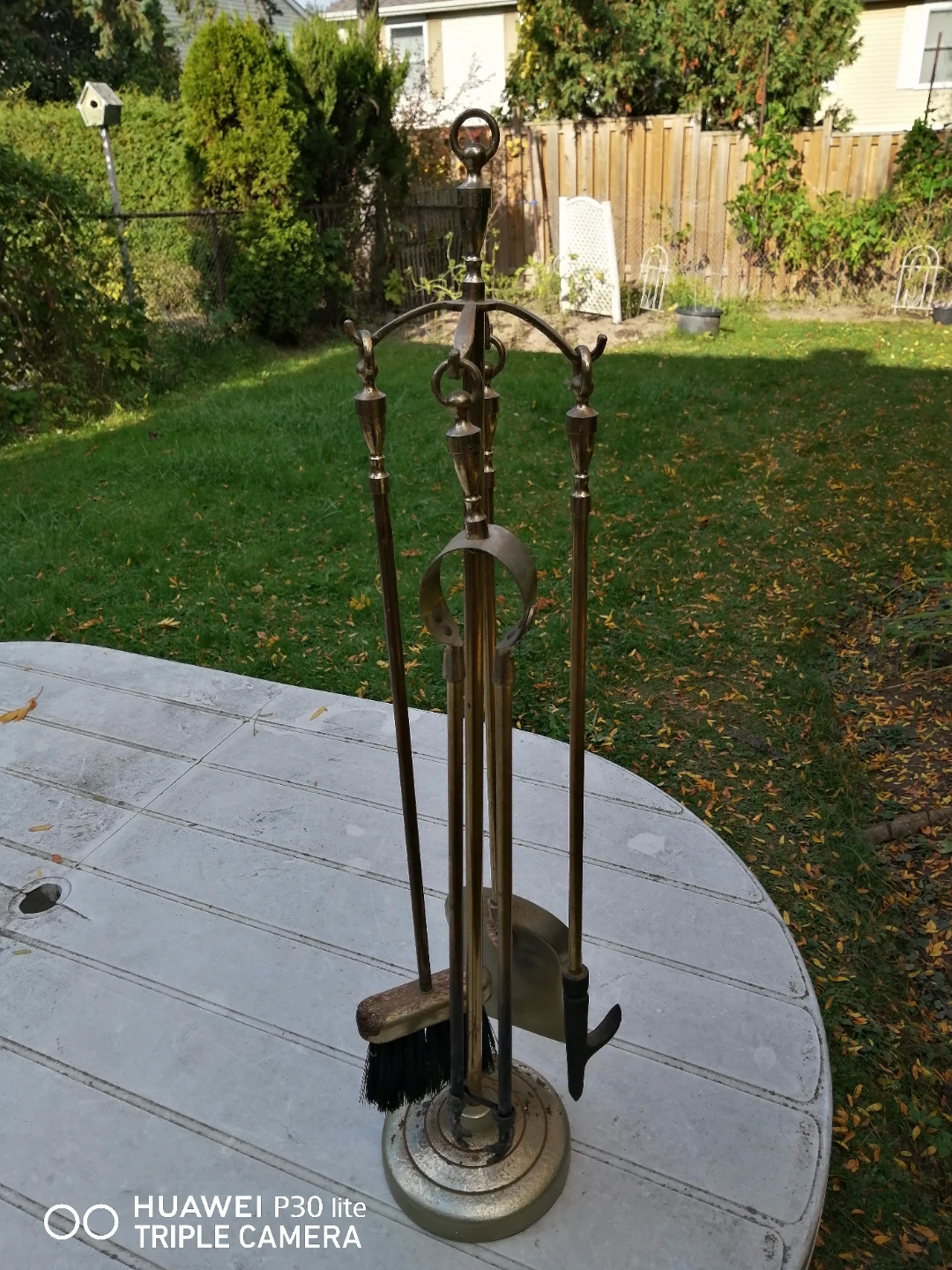 Vintage Brass Fireplace Set with Log Holder - photo 2