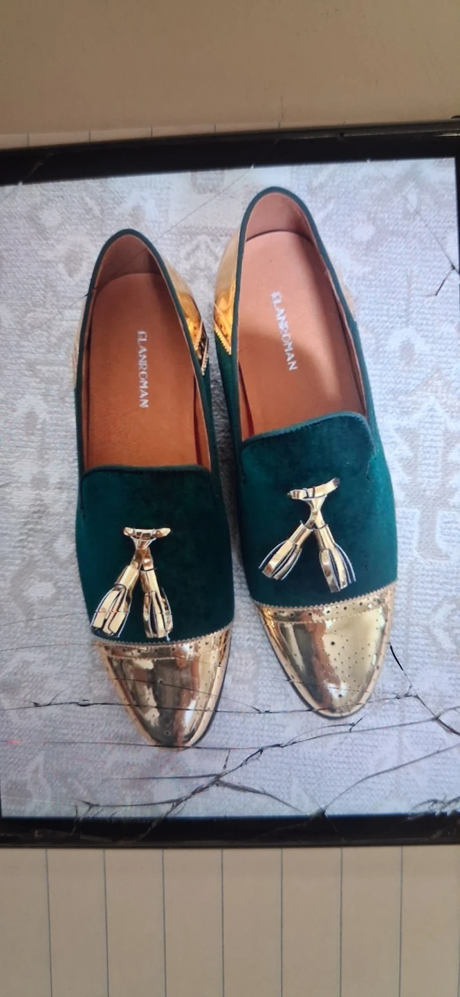 Elanroman Velvet Loafers with Gold Toe Cap - photo 3