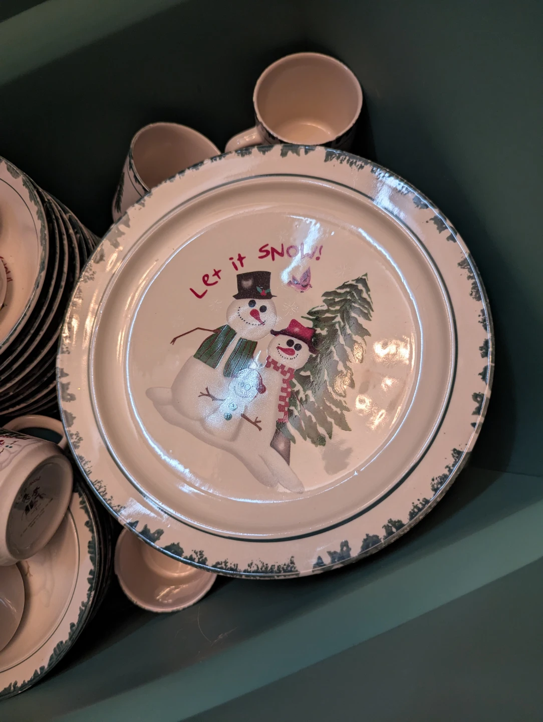 "Let it Snow" Holiday Dinnerware Set for 16 person setting