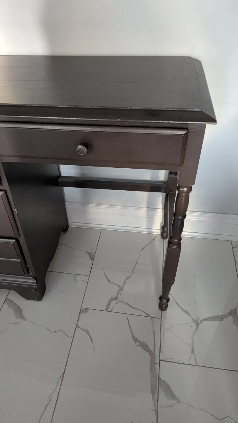 Dark Brown Writing Desk with Drawers - photo 5