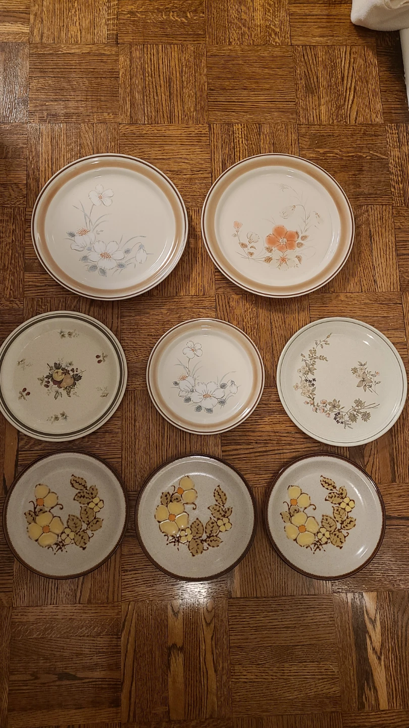 Collection of 8 Vintage Stoneware Plates