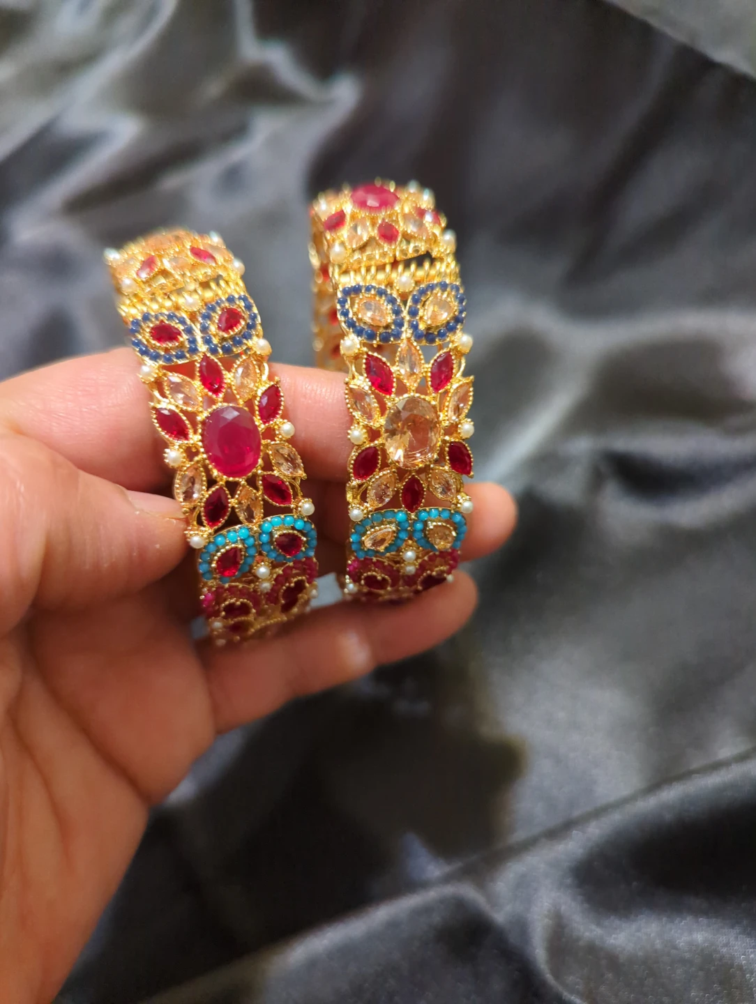 Set of Two Multi-Coloured Stone Bangles - photo 3