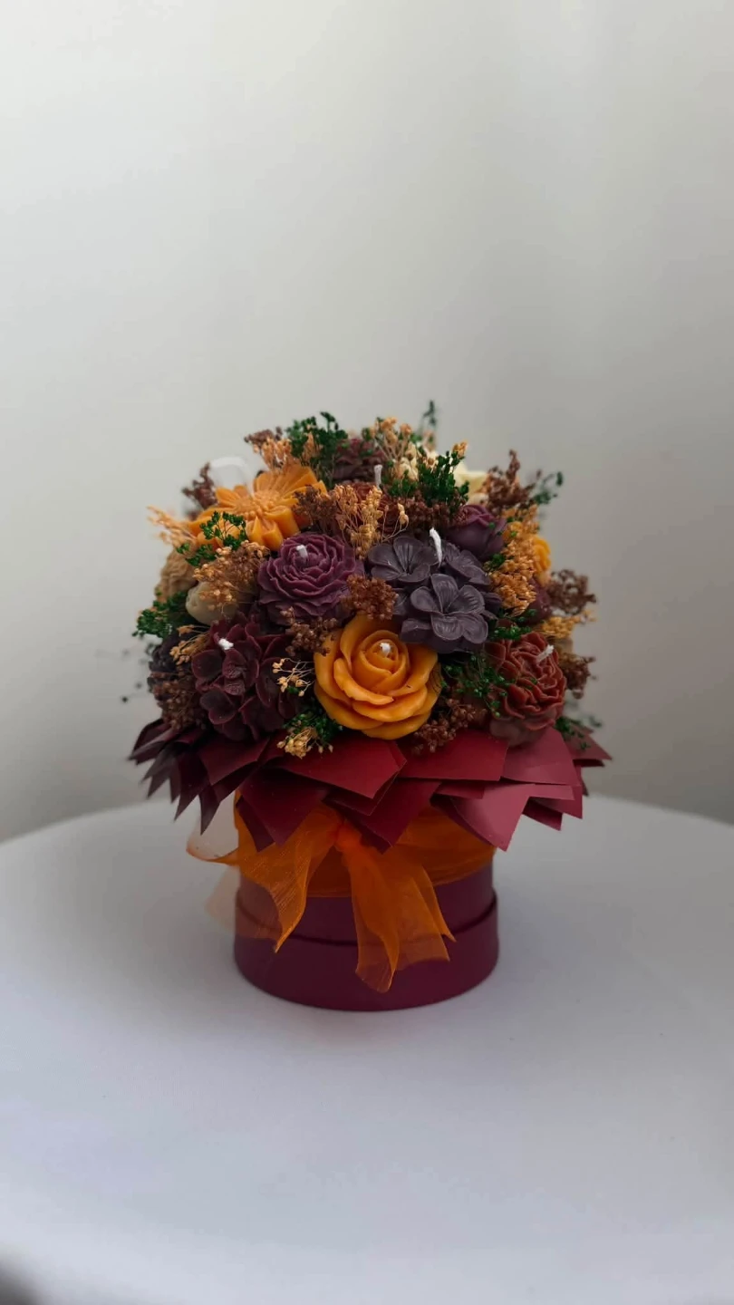 Floral Candle Arrangement Gift Box
