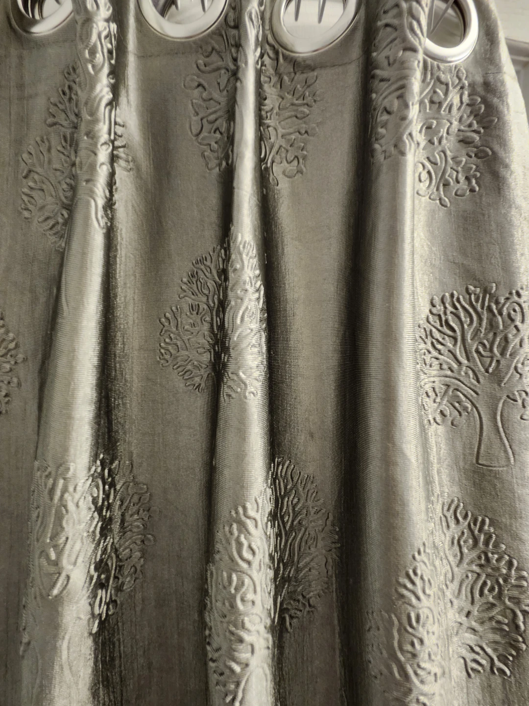 6 panels of grey tree pattern curtains 48"x84"