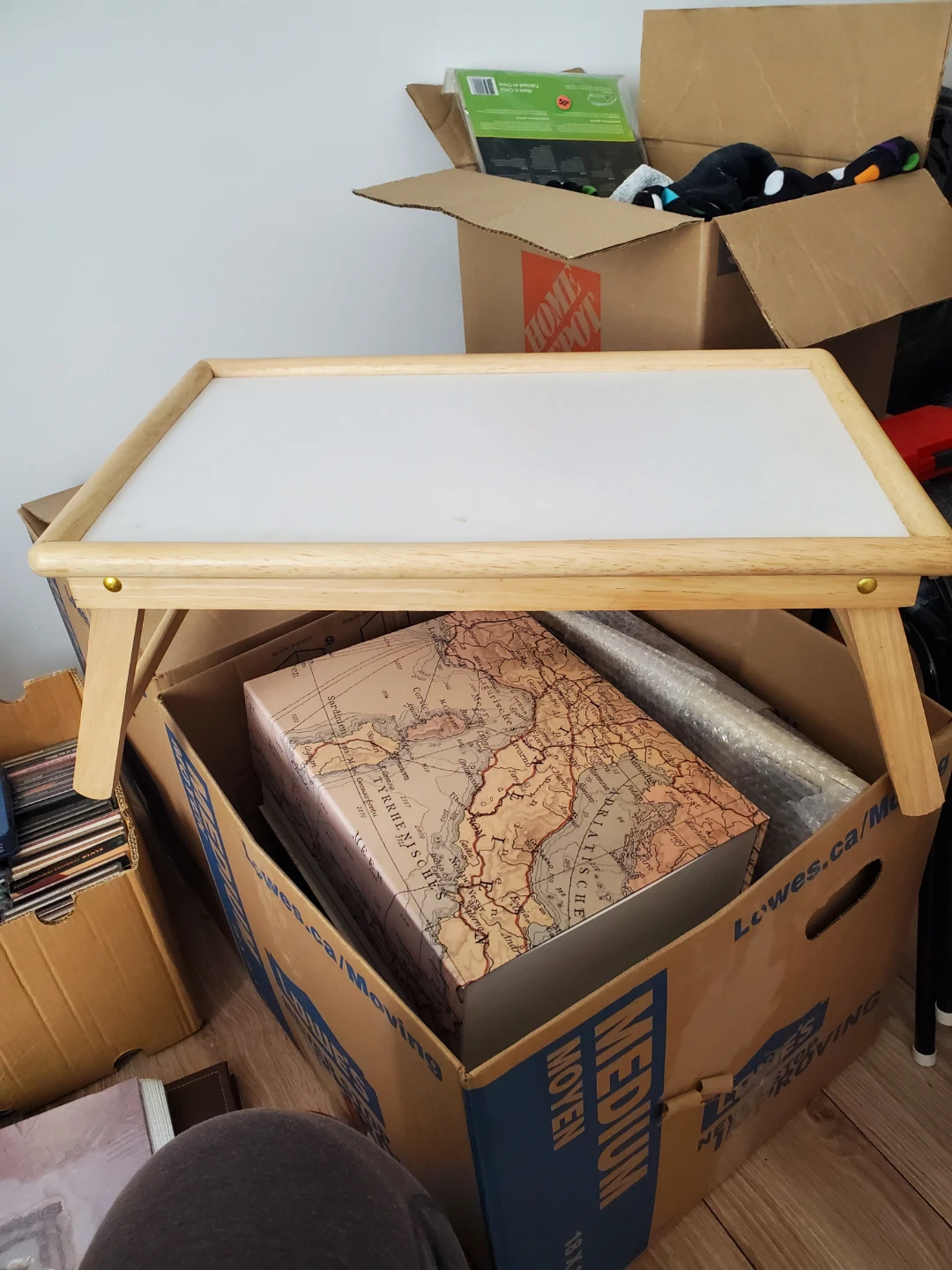 Wooden Bed Tray with White Surface
