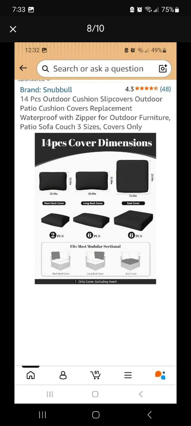 Snubbull 14 Pcs Outdoor Cushion Slipcovers - photo 4