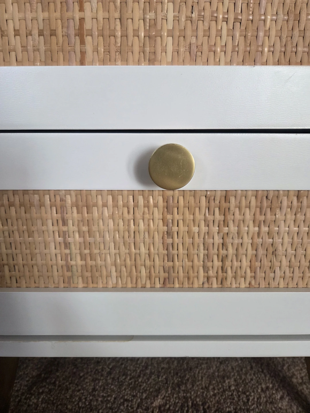 Three-Drawer Nightstand with Rattan Detail - photo 3