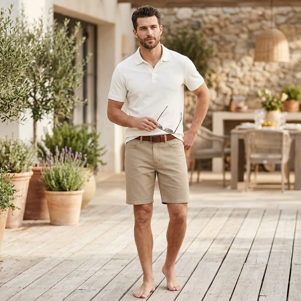 Mens Khaki Cotton Shorts
