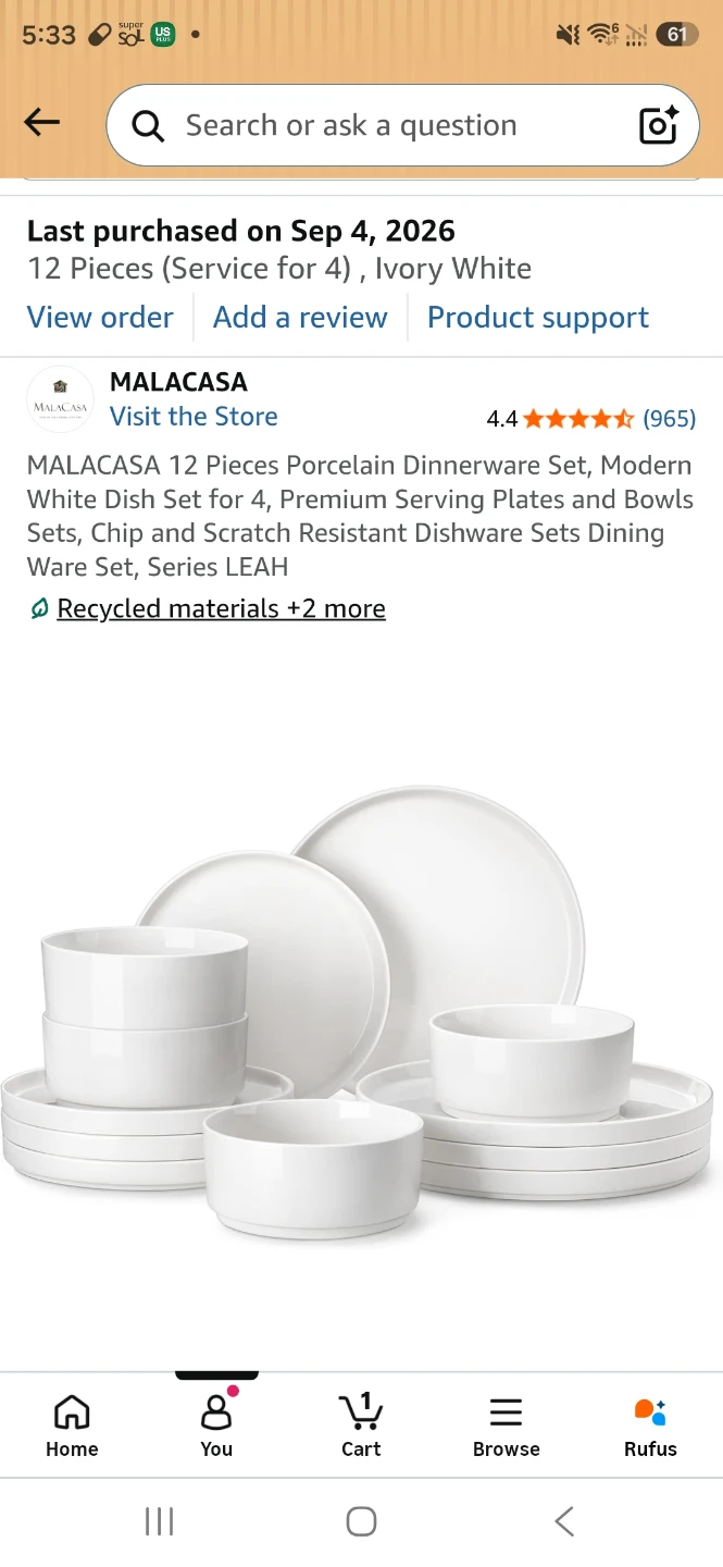 MALACASA LEAH 12-Piece Porcelain Dinnerware Set - photo 2