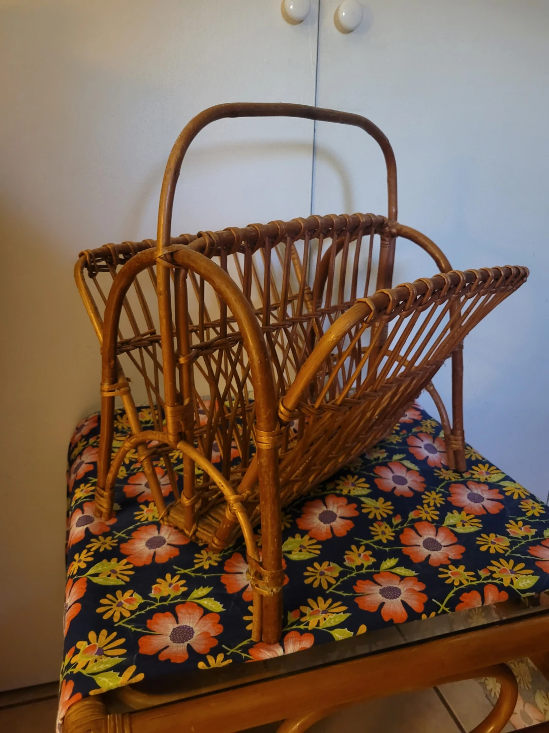 Vintage Rattan Magazine Holder
