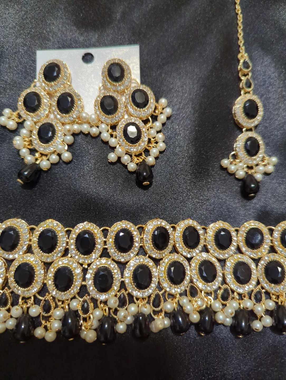 Pakistani Black and gold jewellery set - photo 2