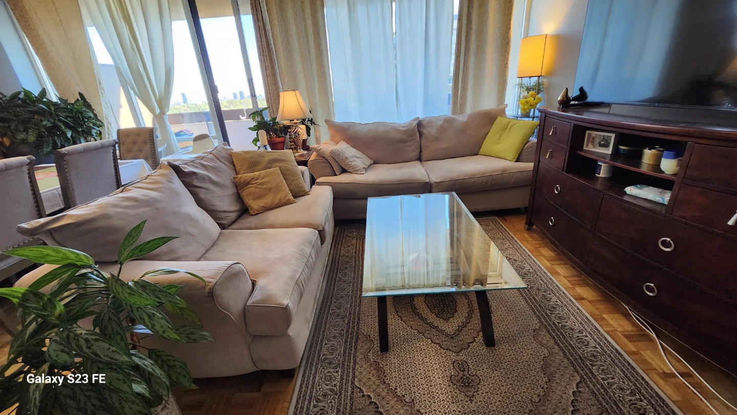 Beige living room sofa