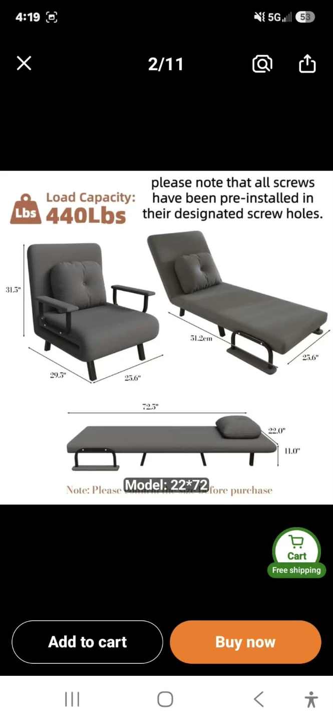 Convertible Sofa Chair and Bed - photo 2