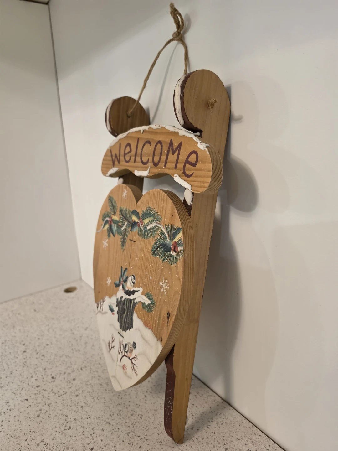 Holiday Wooden Sled Painted Welcome Sign Decoration - photo 4