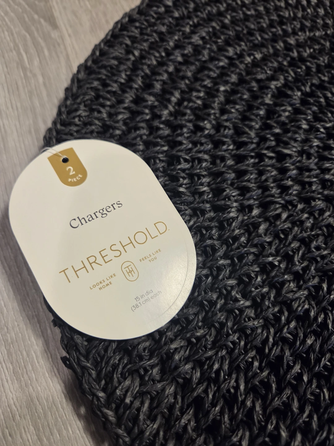 Threshold Black Woven Chargers - Set of 2
