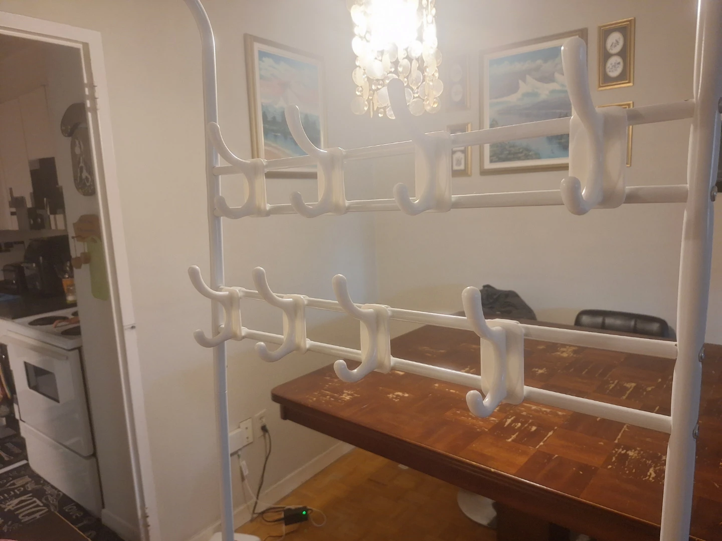 White Metal Coat and Shoe Rack - photo 3