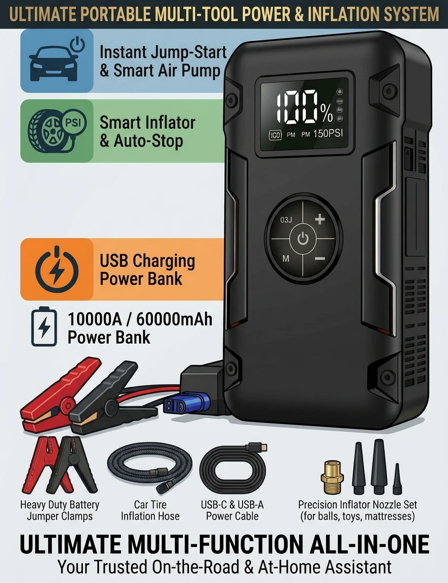 (BRAND NEW) Portable 12V Jump Starter & Air Compressor - photo 3