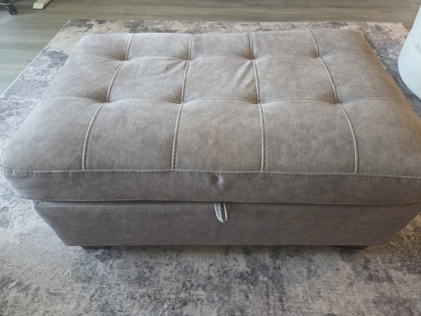 Gray Tufted Sofa with Matching Storage Ottoman - photo 3
