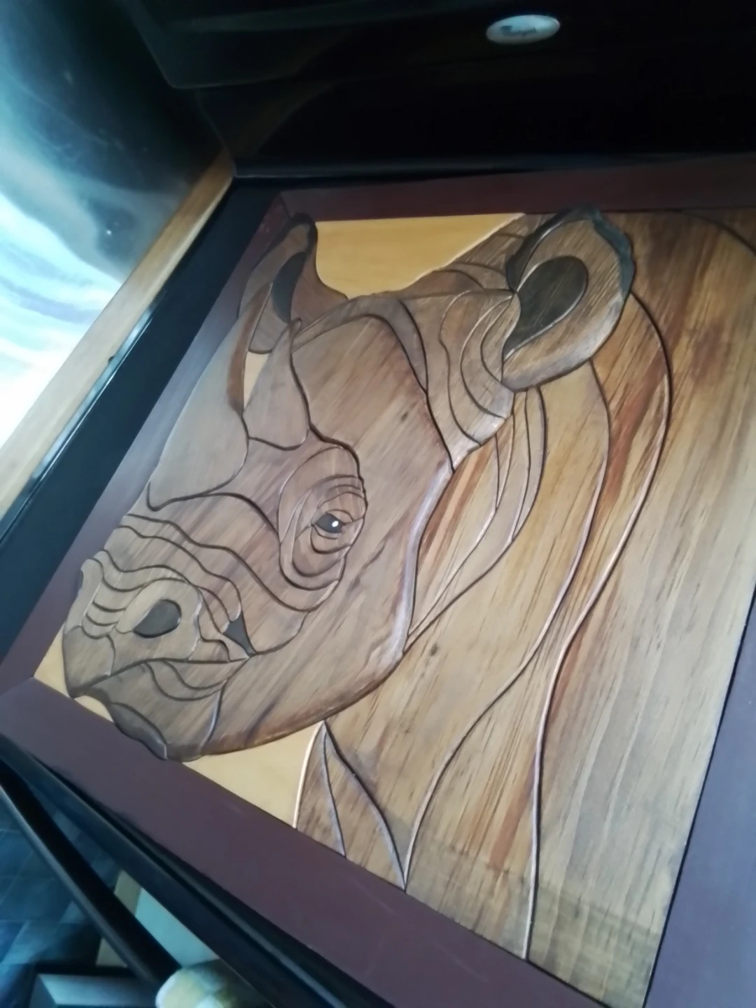 Intarsia Wooden Rhino Wall Art - photo 4