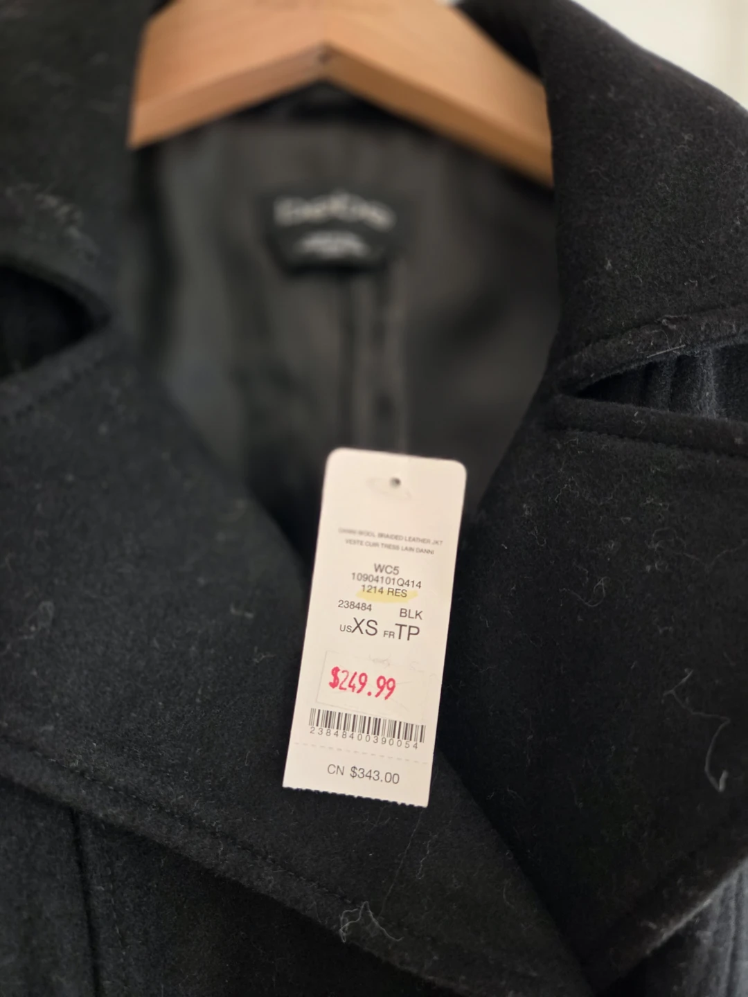 bebe Wool and Leather Jacket Black