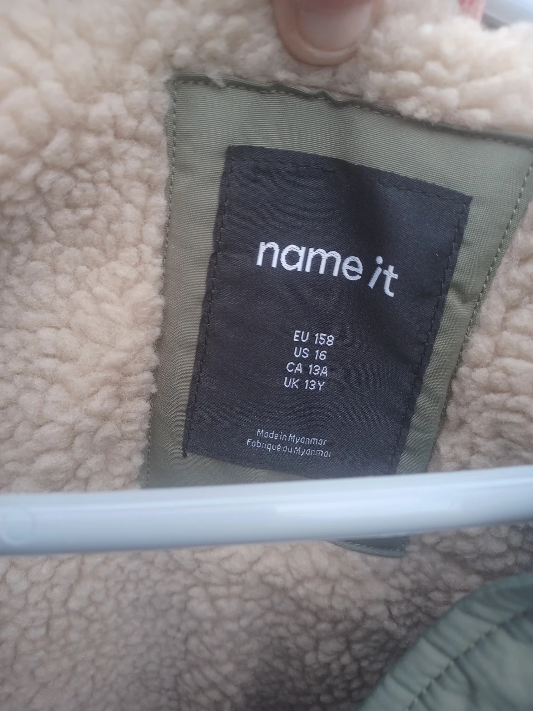 Name It Olive Green Sherpa Lined Winter Jacket