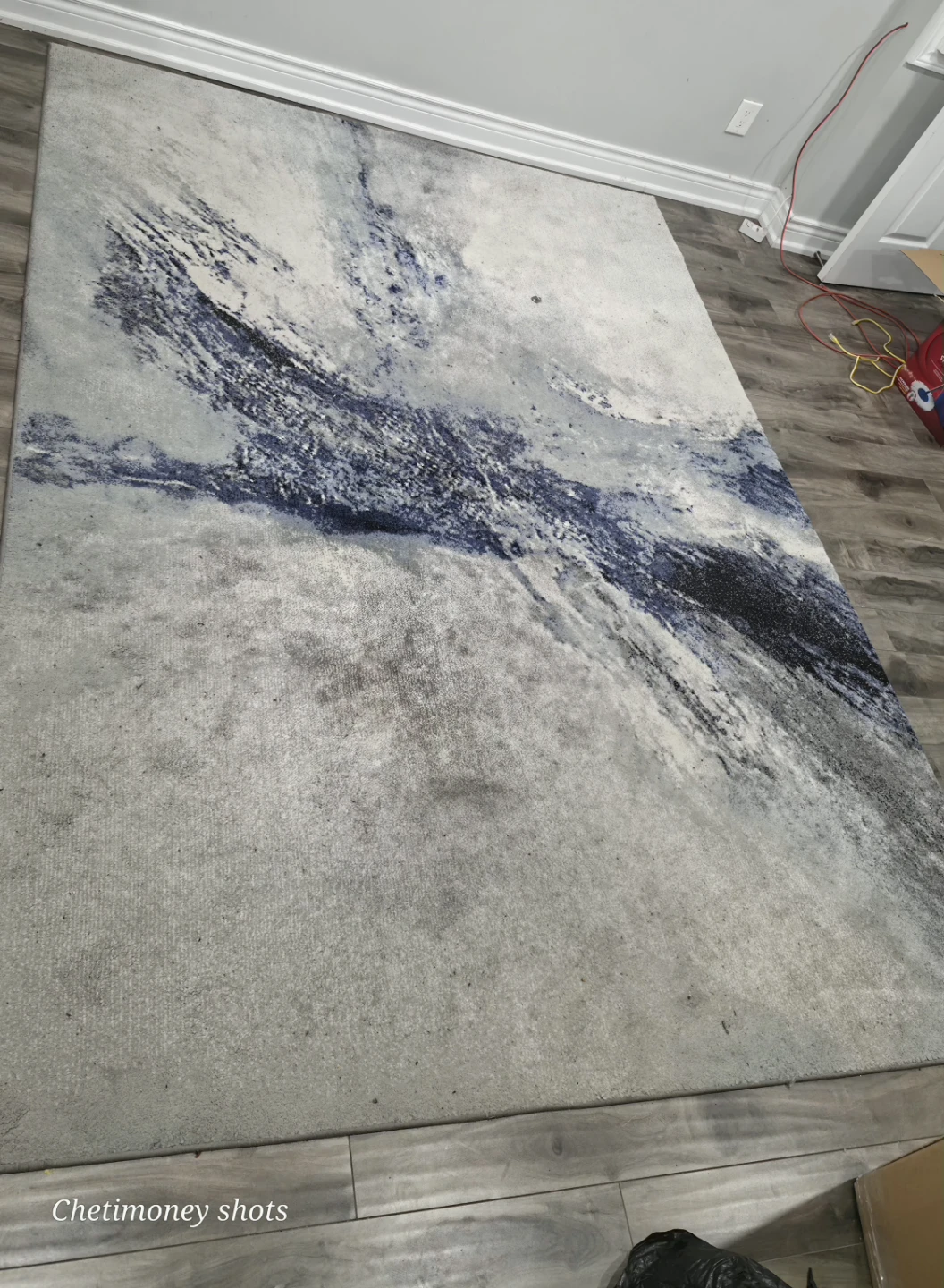 Abstract Area Rug Blue and Grey