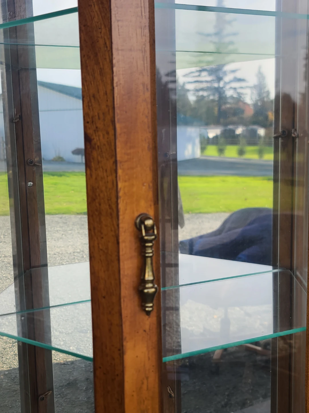 Tall Wood & Glass Lighted Curio Display Cabinet - photo 5