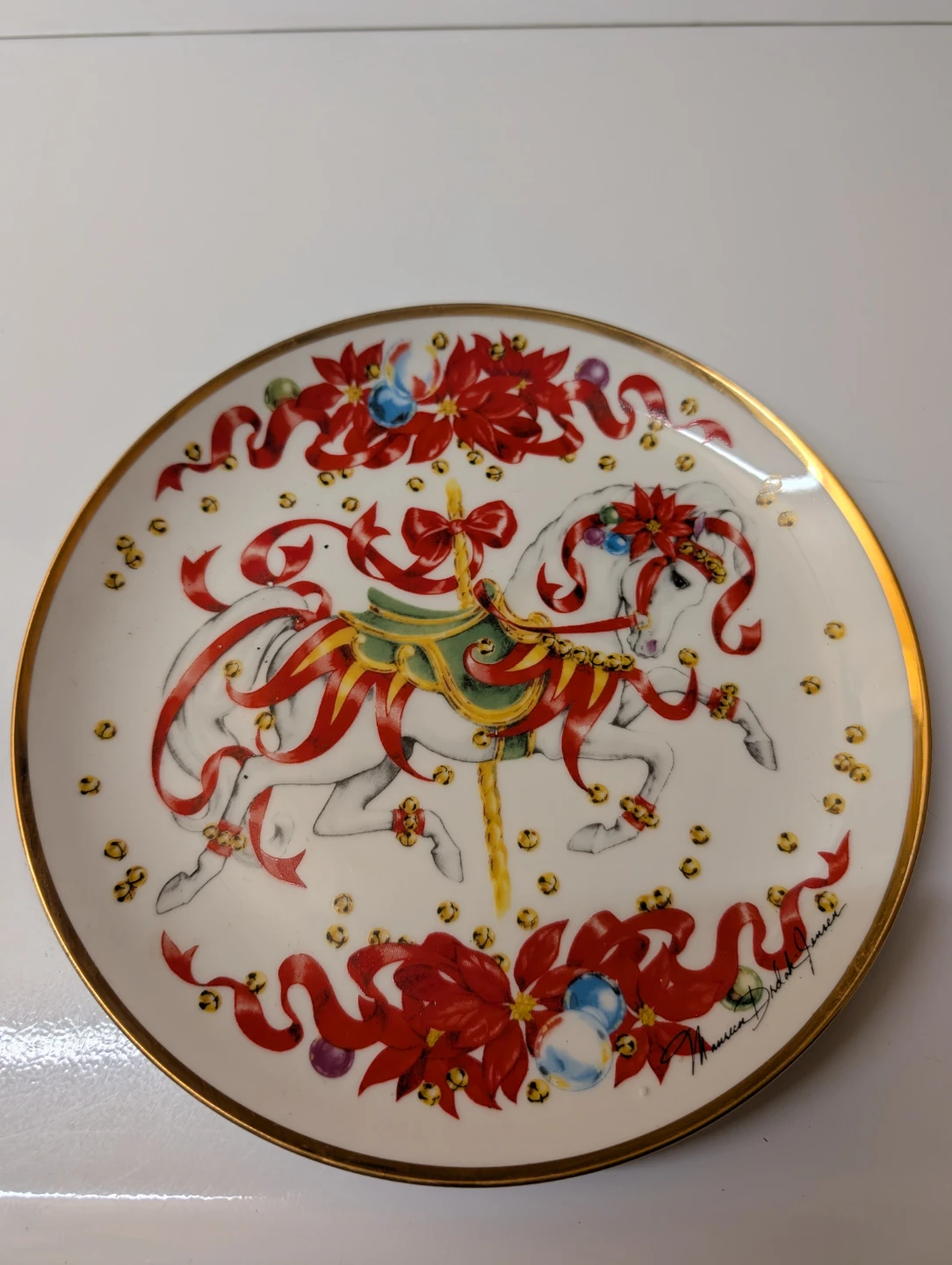 Franklin Mint Christmas Steed Porcelain Plate